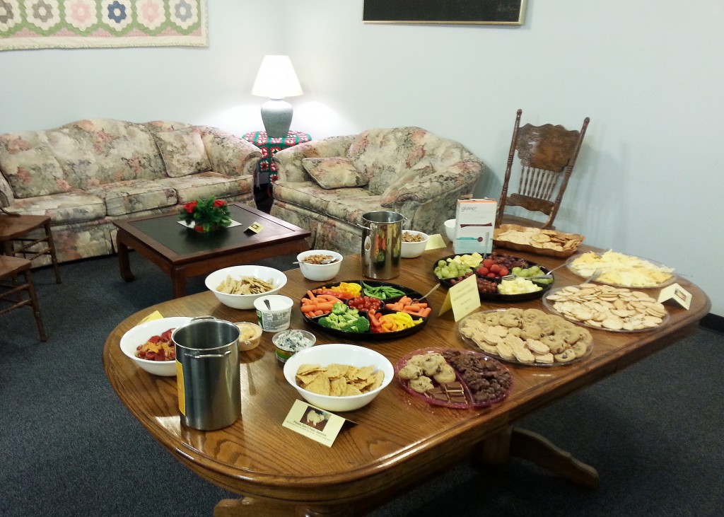 The array of snacks and comfy seats in our library!